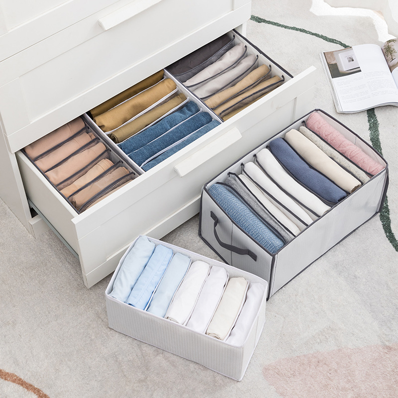 [Transfronterizo] pantalones plegables ropa de almacenamiento de ropa artefacto separado caja de almacenamiento armario caja de almacenamiento transparente