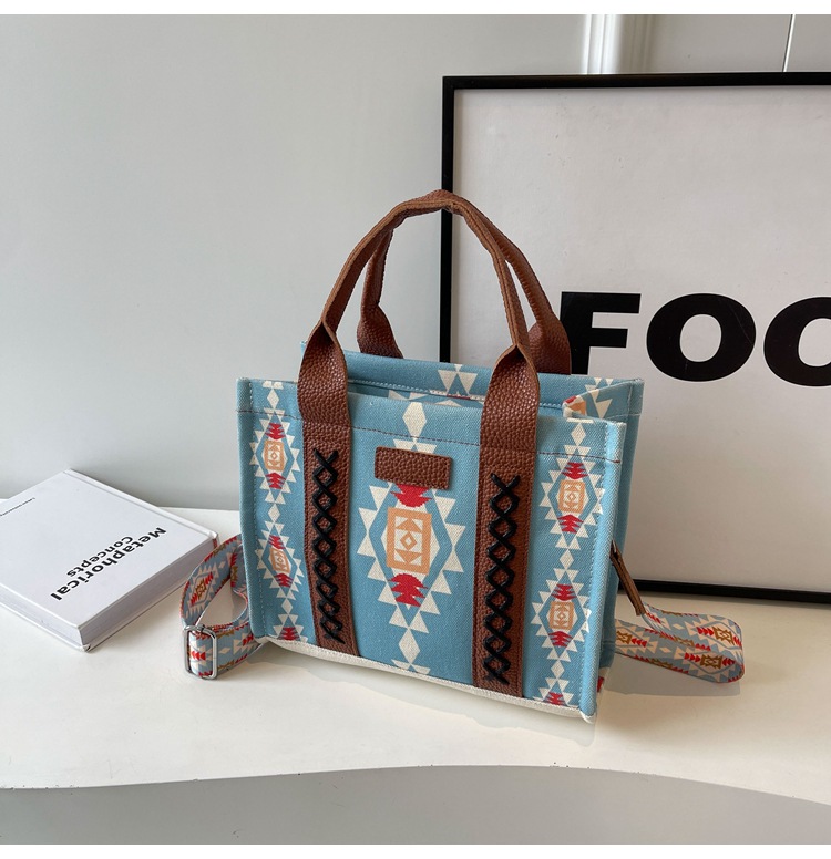 Women's Large Canvas Flower Elegant Vintage Style Streetwear Square Zipper Tote Bag display picture 5