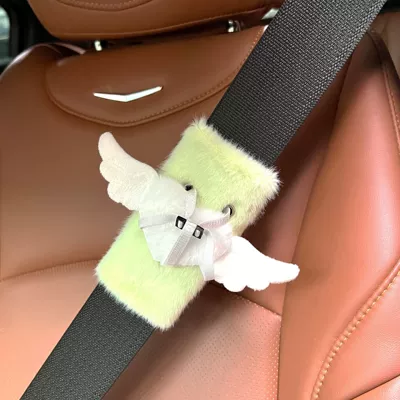 protection cute 2026 new – Seat belt shoulder pad - green-body-white-heart-wings