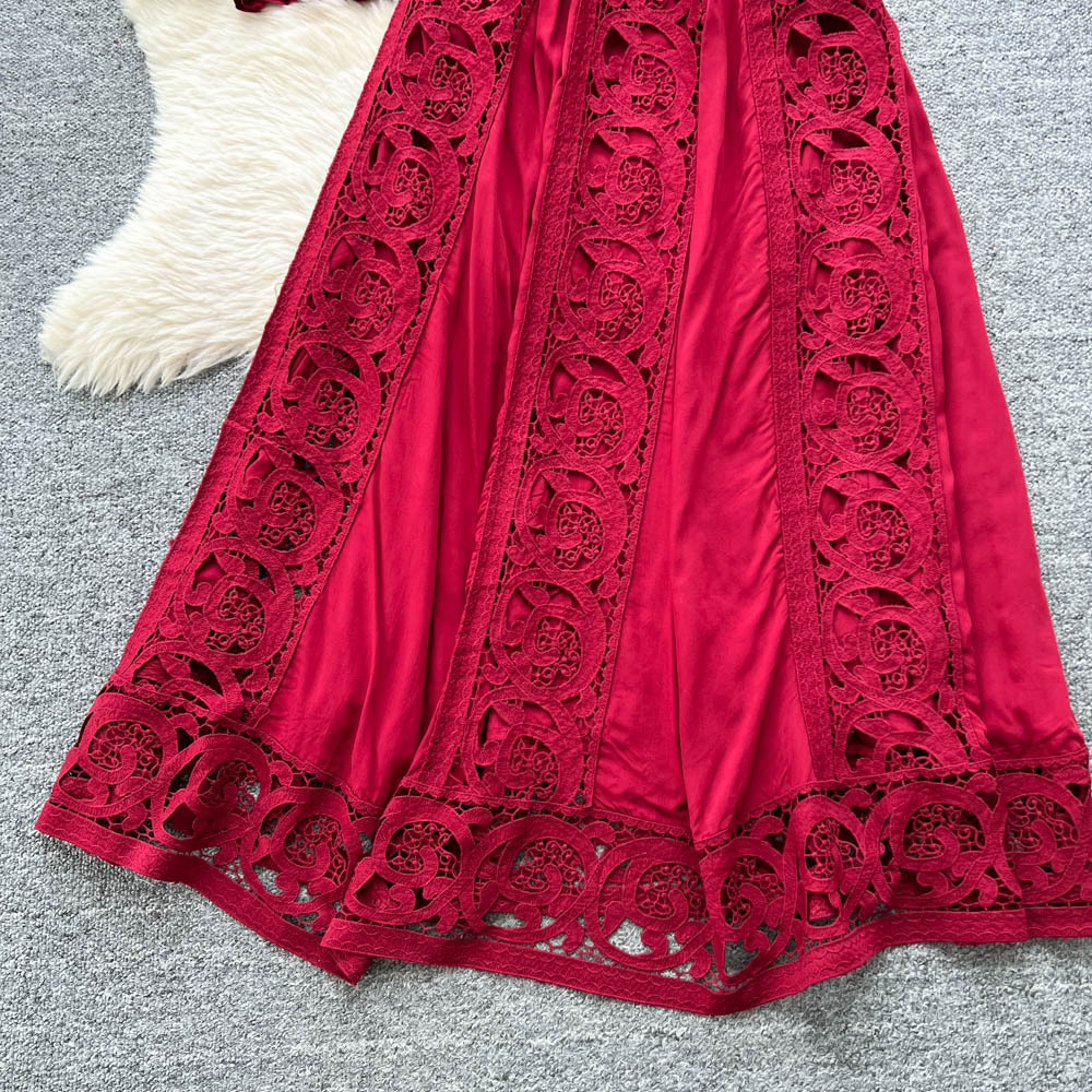 Elegante completo da donna in stile corte, composto da due pezzi, camicetta a maniche lunghe con bordi in pizzo e gonna a vita alta. Versatile tavolozza di colori._voghion.com