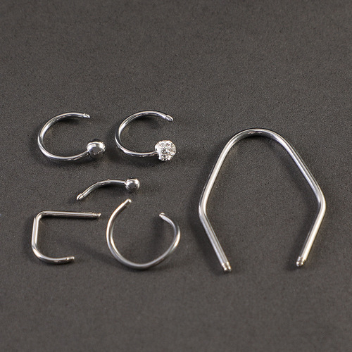 S-Bar D-Bar Nose Ring, Stainless Steel Horseshoe Bar, Nose Dimple Stud, DIY Replacement Bar for Ear, Nose, and Lip Rings—Piercing Jewelry Accessories
