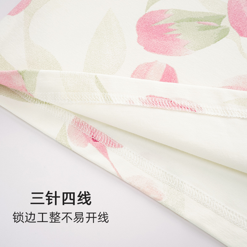 (항진드기 및 항균) 새로운 가을 순수 코튼 잠옷 여성 가디건 튤립 프린트 긴 소매 홈웨어 세트