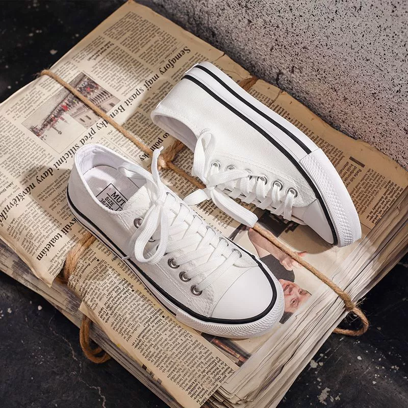 Tide, low cloth footwear, universal white shoes, 2023 collection, Korean style