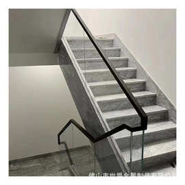 铝合金方型黑色玻璃U槽扶手面管 别墅楼梯玻璃铝U槽扶手 U型铝槽