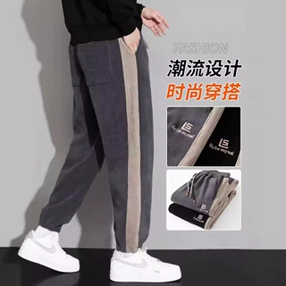 定制保暖灯芯绒卫裤加绒休闲裤子男士秋冬季新款潮牌宽松大码加厚