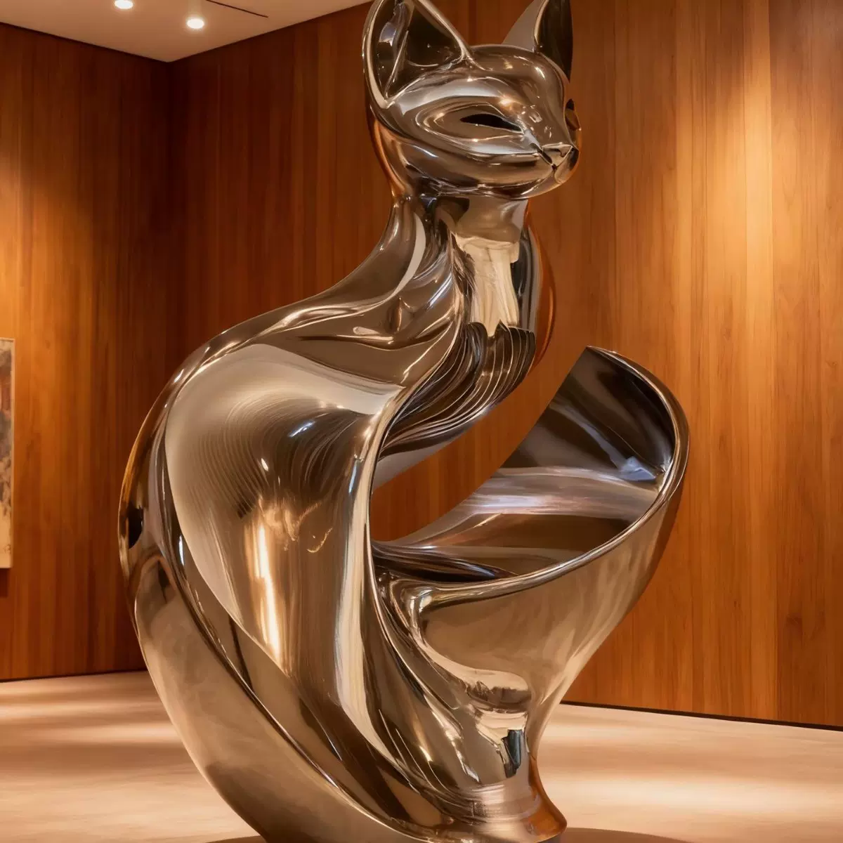 耐候不锈钢狐狸景观雕塑 户外庭院花园几何艺术装置 商业空间轻奢