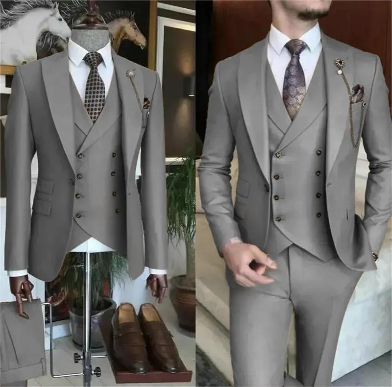 アマゾンのクロスボーダーのドレスの結婚式の新郎のスーツの男性は欧米のスーツの3つのセットのビジネスのレジャーのスーツを修理します。|undefined