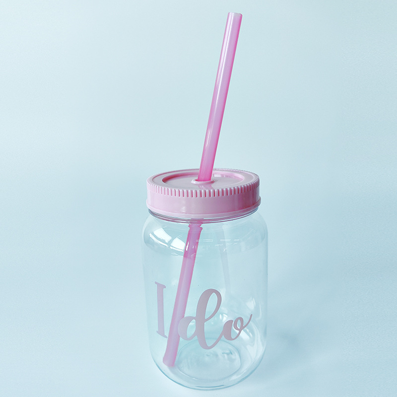 18oz de plástico Mason Cup publicidad creativa taza de agua regalo promocional 510ML paja de plástico taza PP
