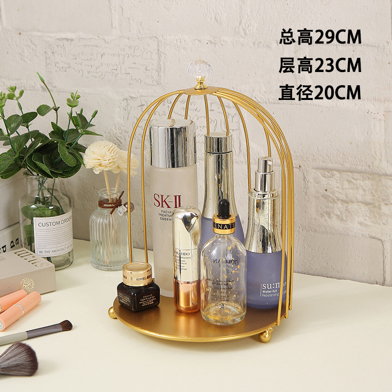 Escritorio tocador Bird Cage perfume cosméticos cuidado de la piel estante caja de almacenamiento decorativo estante de exhibición baño dormitorio
