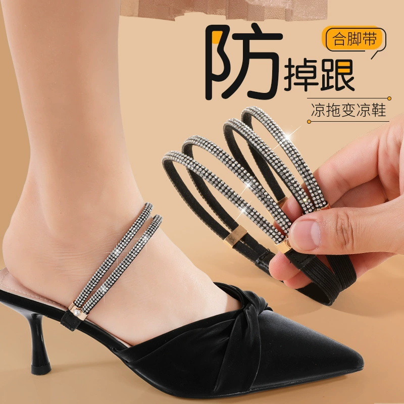 Высокие туфли на каблуке без артефактов anti-heel установка кружева женские сандалии однотонные обувь свободная фиксационная ремешок обувь каблук