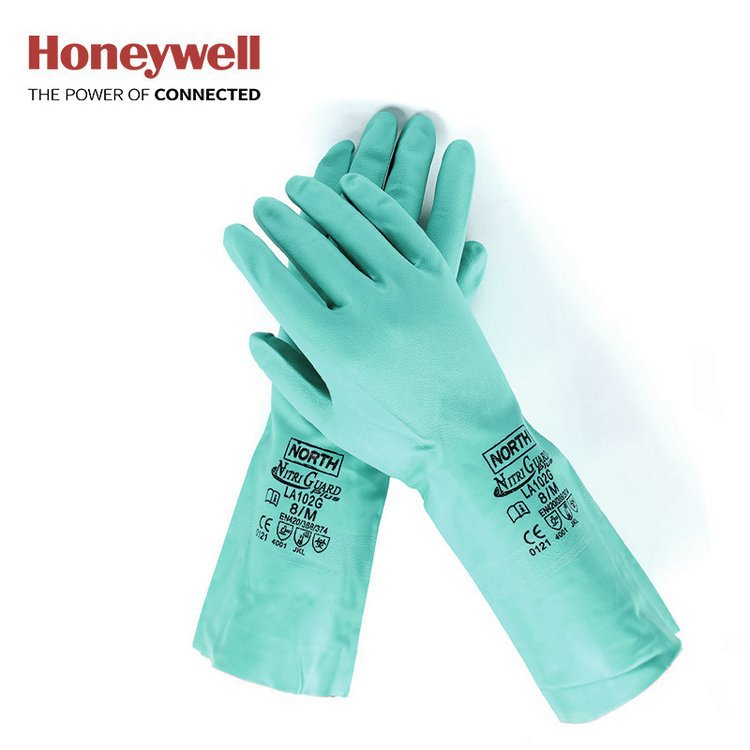 霍尼韦尔 LA102G 无衬丁腈手套酸碱防化耐油工业防护手套