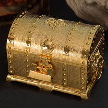欧式公主金色风水装饰摆件金属双层带锁首饰盒结婚礼物