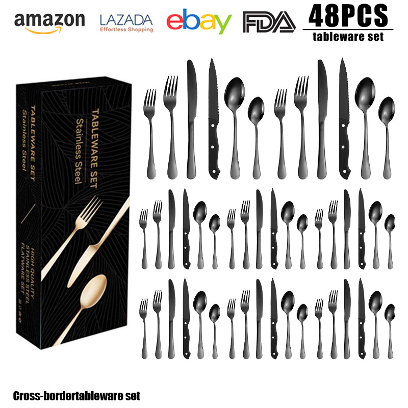 Conjunto de cubiertos de acero inoxidable 1010 cuchillo y tenedor cuchara set set set set 24 piezas set de carne de carne occidental cuchillo y tenedor