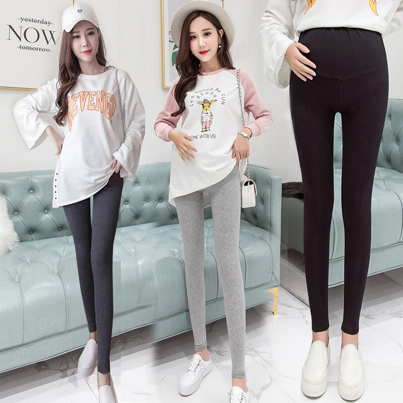 [Customized] In-Stock Spring/Summer Thin Maternity Solid Color Cropped Pants Adjustable Skinny Pants Maternity Long Pants