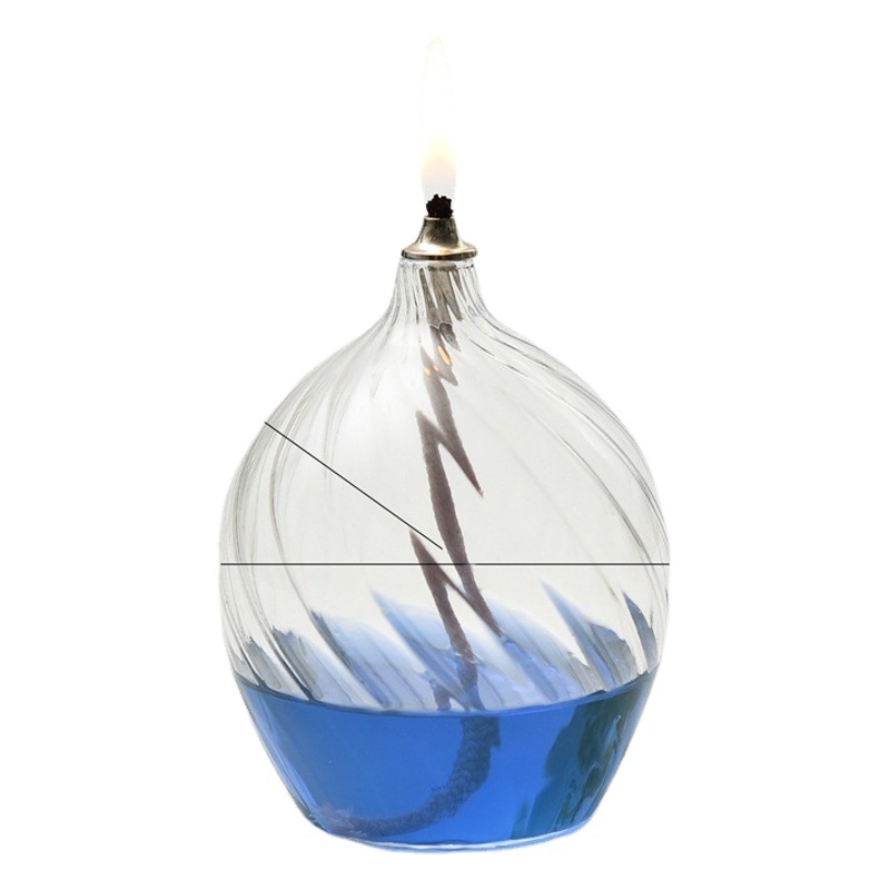 Lámpara de aceite de vidrio a rayas creativa decoración de candelabro nórdico romántico simple moderno hogar escritorio lámpara de mantequilla sin humo