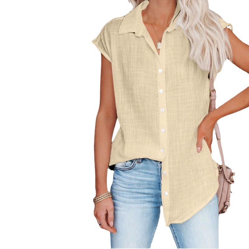 желание Amazon, европейская и американская летняя новая однобортная рубашка с лацканами, свободный топ без рукавов