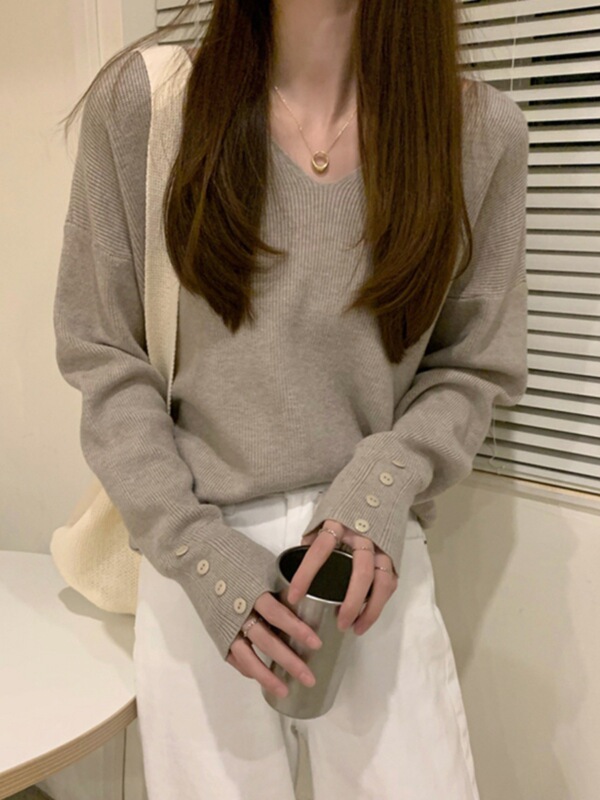 v领打底衫女夏季长袖温柔毛衣2025新款设计感小众内搭针织衫上衣|undefined