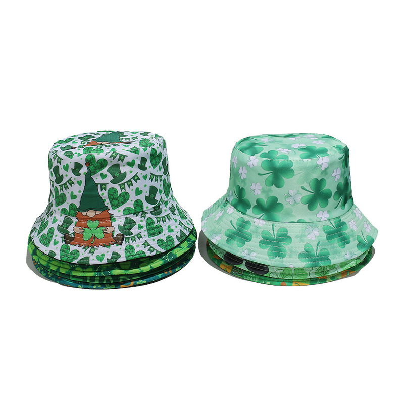 Spring and Summer 2025 New Irish Festival Sunshade Basin Hat Shamrock St. Patrick's Day Fisherman Hat Cross Border