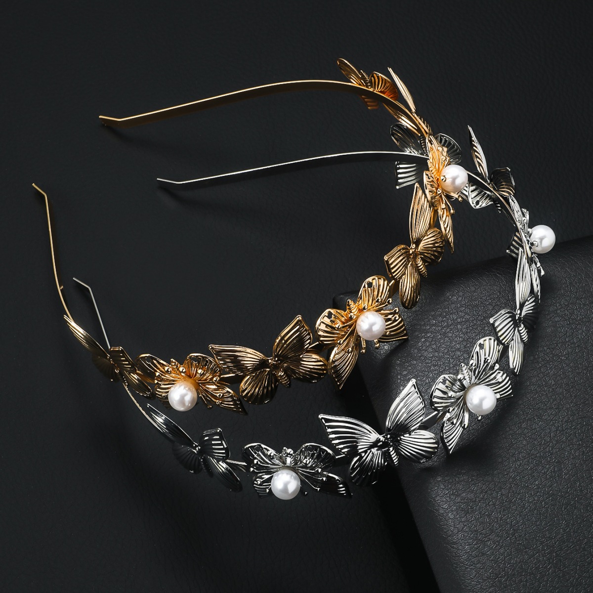 Transfronterizo europeo y americano de moda barroco mariposa metal diadema nupcial diadema hembra diosa griega con incrustaciones tocado accesorios para el cabello