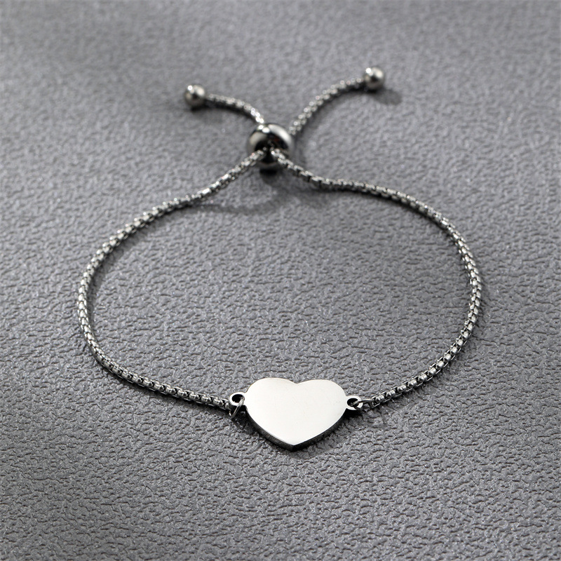 Stainless Steel Heart-shaped Bracelet Adjustable Hand Jewelry display picture 1