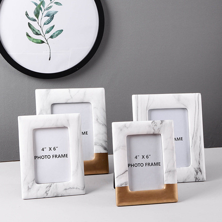 Light Luxury Phnom Penh Ceramic Photo Frame Creative Photo Jewelry Ornaments Advanced Sense Marble Pattern Home Crafts Picture Frame