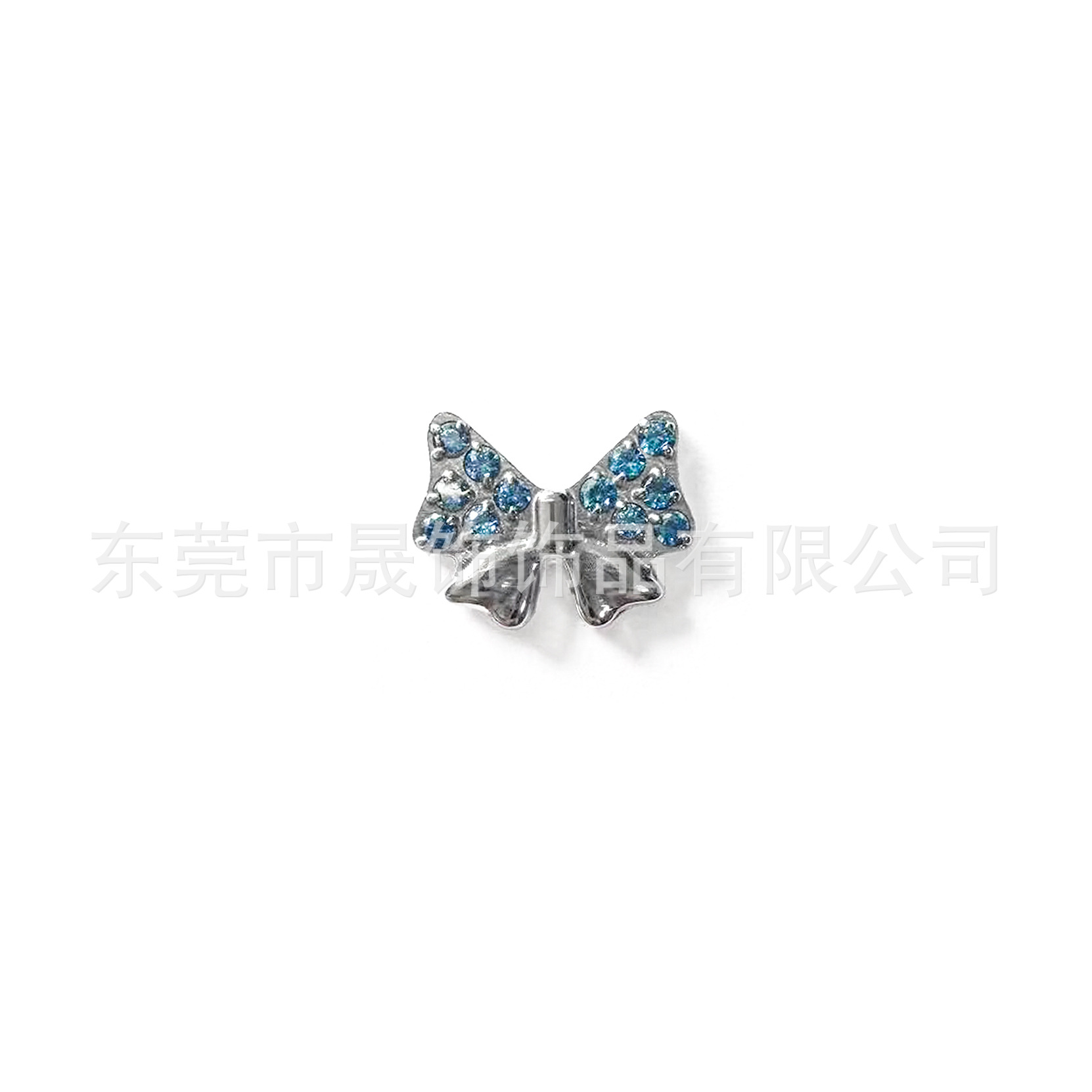 F136钛耳钉耳骨钉蝴蝶结镶嵌锆石G23钛合金人体穿刺饰品配件