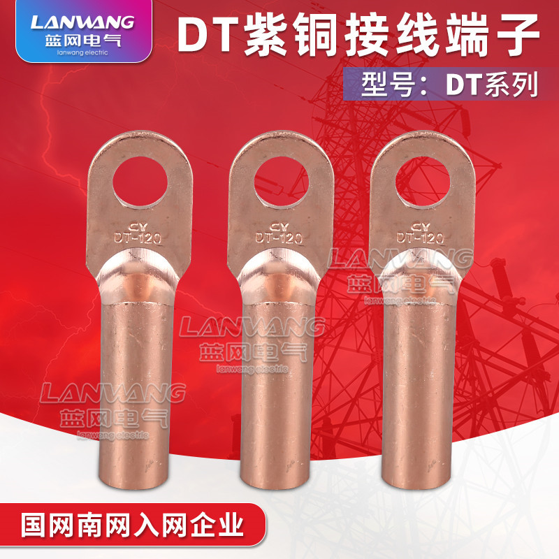 DT-10~500mm铜鼻子冷压接线端子 线耳线鼻子紫铜堵油电缆铜耳