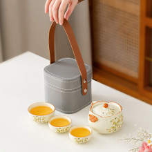 汝窑茶具套装陶瓷功夫茶具家用高档金丝竹韵茶壶过节送礼商务礼品