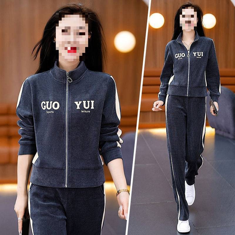 Sports Suit for Women, Spring and Autumn 2026 New Style, Fashionable and Youthful, Stand-Up Collar Cardigan, Wide-Leg Pants, Casual Two-Piece Set Sports Suit for Women, Spring and Autumn 2026 New Style, Fashionable and Youthful, Stand-Up Collar Cardigan, Wide-Leg Pants, Casual Two-Piece Set