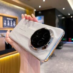 ゴールドとシルバーのブロケードパターン Huawei 社 Mate70Pro+ 携帯電話ケース電気メッキレザー Mate70RS 落下防止保護カバー