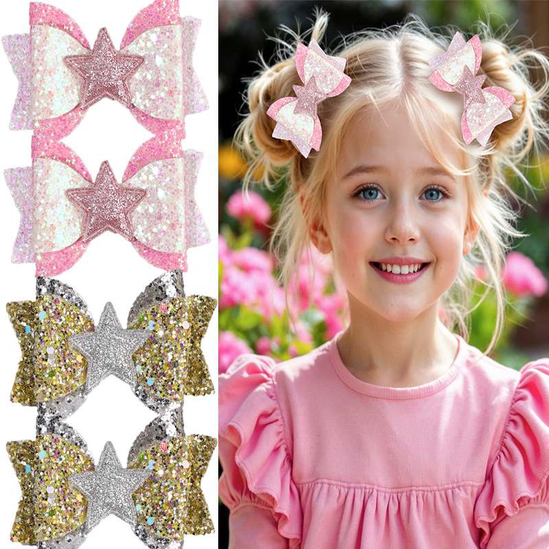 flashing children's fuchsia hairgrip with bow