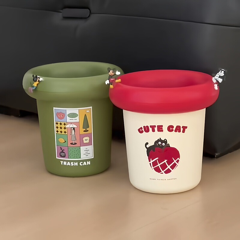 Mickey Trash Can for Home Use in the Living Room, Large Capacity, Thickened, Lidless Wastebasket, High-Value Cartoon Garbage Bin