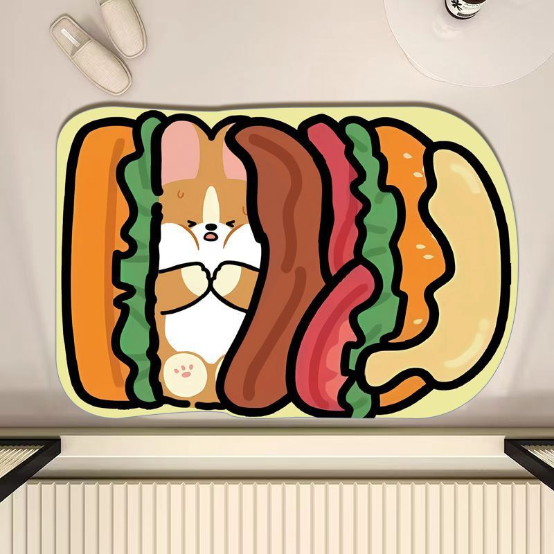 Cartoon Cute Bathroom Door Mat Non-Slip Mat Household Bathroom Absorbent Mat Quick-Drying Diatom Mud Floor Mat