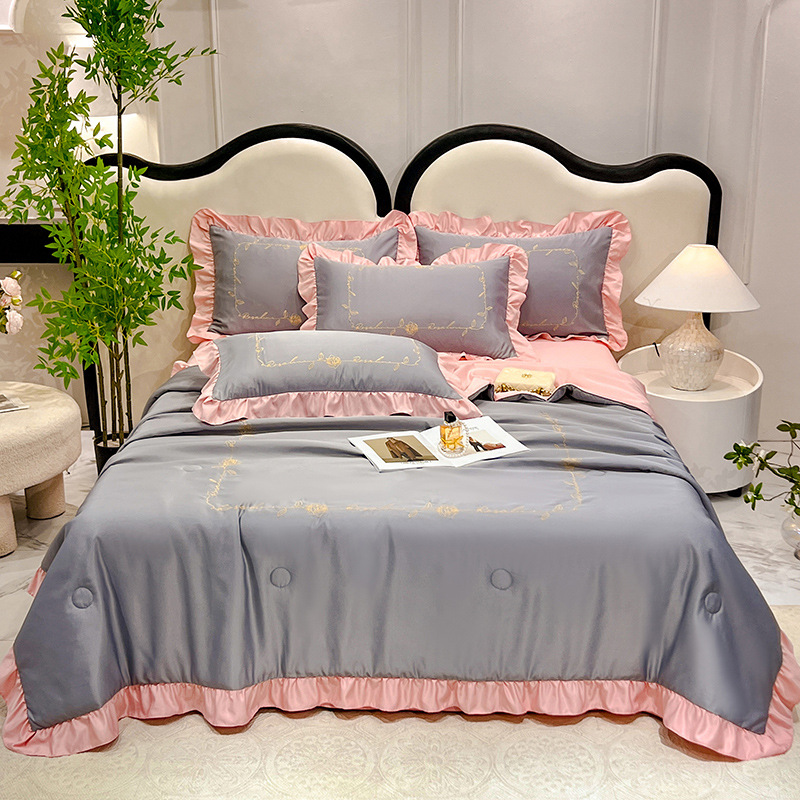 AB Version Washable Silk Summer Blanket Set Summer Blanket Air Conditioner Blanket Summer Covering Duvet Cover Washable Comforter Gift Blanket