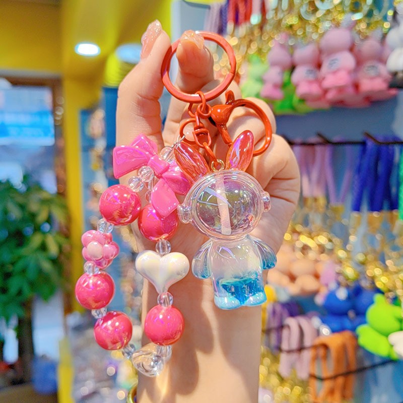 Auriculares de perlas conejo - Rojo rosa y azul