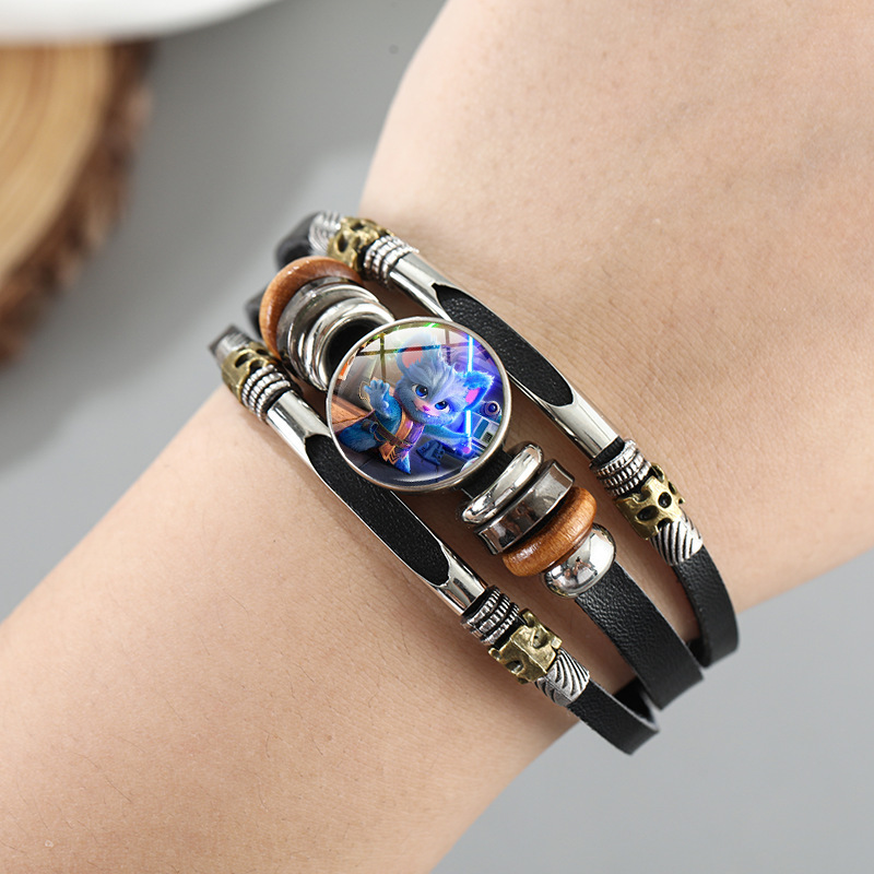 Cross-Border Star Wars: the Adventures of Young Jedi Bracelet Black Multi-Layer Leather Bracelet Jewelry Wholesale