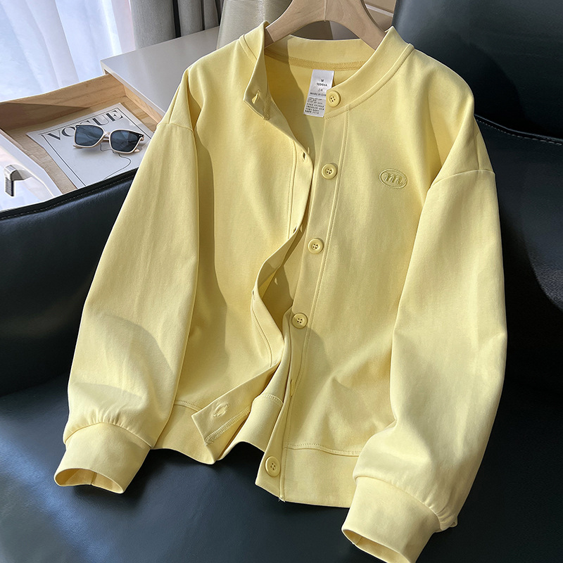 2025 Spring and Autumn New Casual Cardigan Sweater for Female Middle School Students Loose Small Casual Sports Buttoned Top Trendy