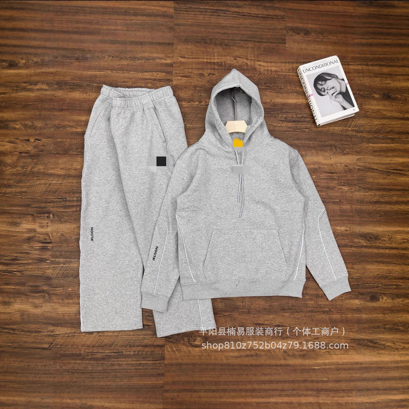 Nocta Fleece Co-Branded Series 25 Autumn and Winter Logo Reflective Strips Fleece-Lined Hooded Sweatshirt and Sweatpants 659+675 Nocta Fleece Co-Branded Series 25 Autumn and Winter Logo Reflective Strips Fleece-Lined Hooded Sweatshirt and Sweatpants 659+675