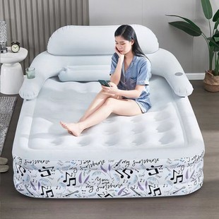 Spot Flocking pvc Household Inflatable Mattress Double Backrest Air Bed Portable Outdoor Lazy Inflatable Double Bed