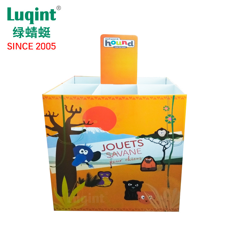 促销玩具纸堆头 方形零食瓦楞纸地堆展示箱超市纸堆箱展示架