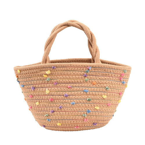 Straw bag  new fashion internet celebrity women's bag shoulder bag women's versatile ins portable vegetable basket bucket bag