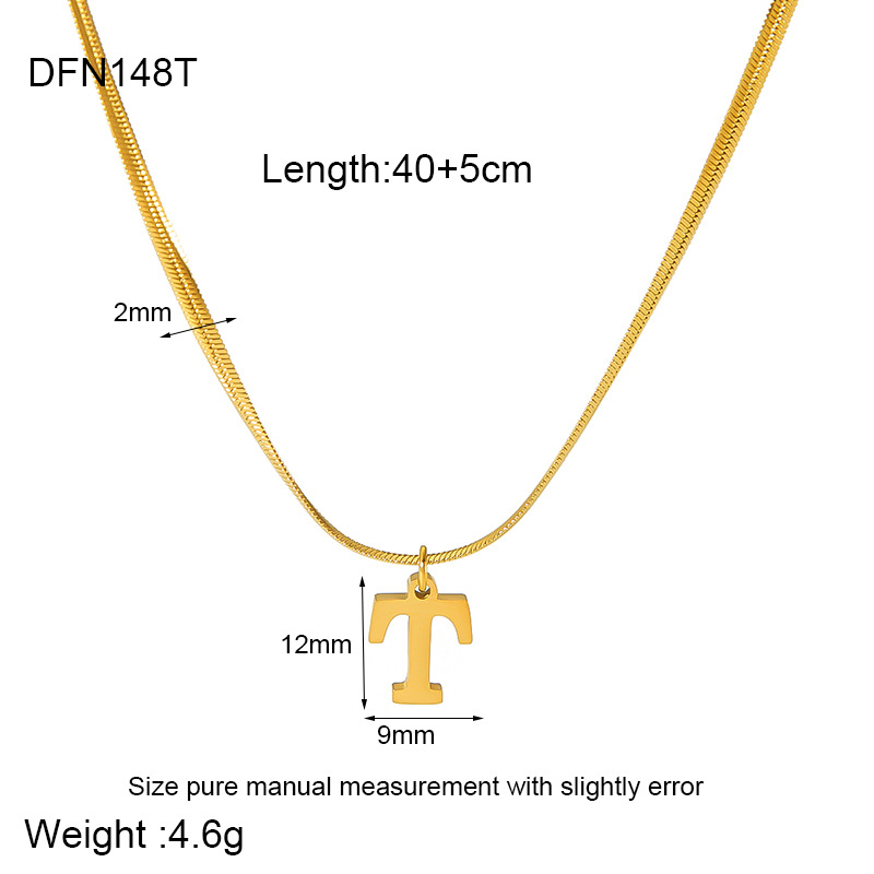 304 Stainless Steel 18K Gold Plated Simple Style Polishing Letter Pendant Necklace display picture 23