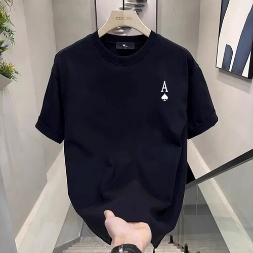 American Retro Short-Sleeve T-Shirt for Men - Summer Heavyweight Pure Cotton Loose Print Half-Sleeve Streetwear Brand Student Top T-Shirt