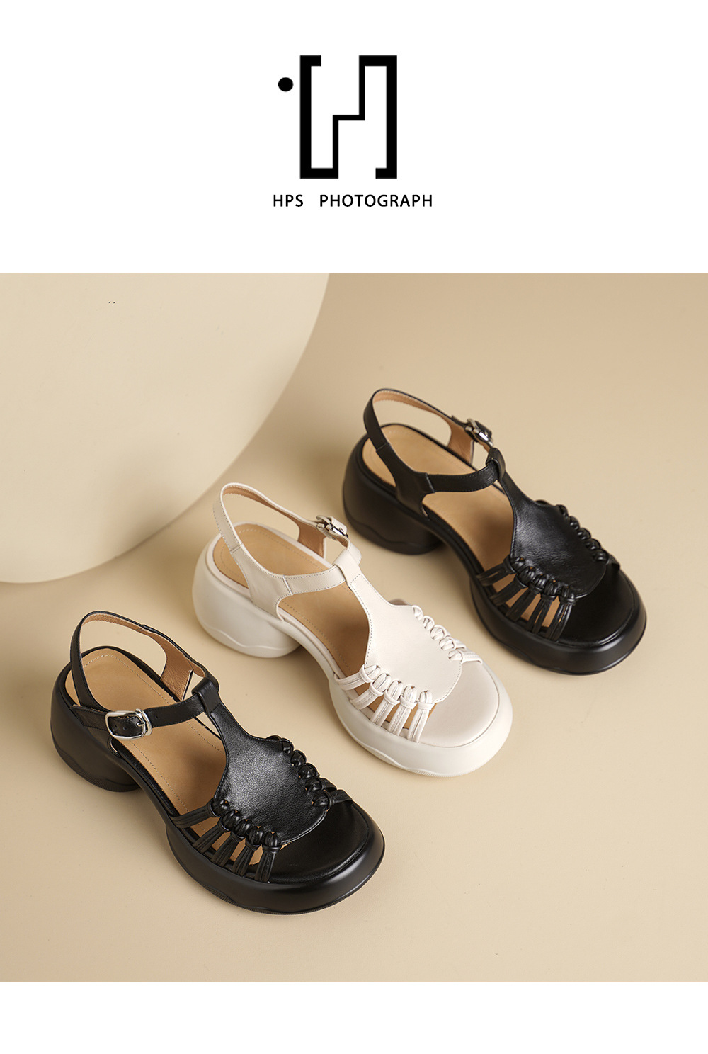 Sandal nữ đế dày quai ngang khóa chữ T dệt phong cách thể thao — đen chi tiết 12