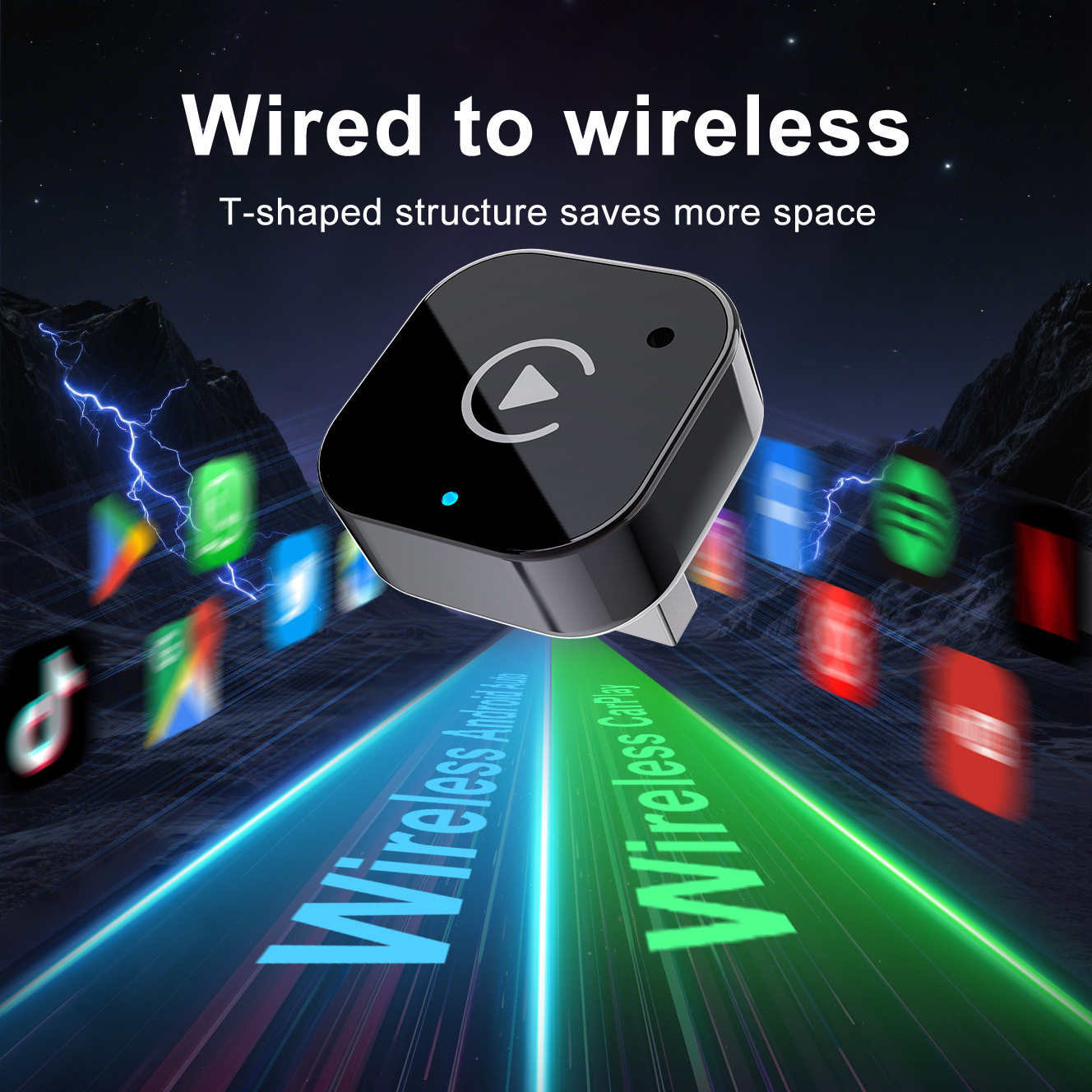 Cross-Border Wireless Carplay Adapter Android Automatic Wireless Converter Supports Apple/Xiaomi/Samsung