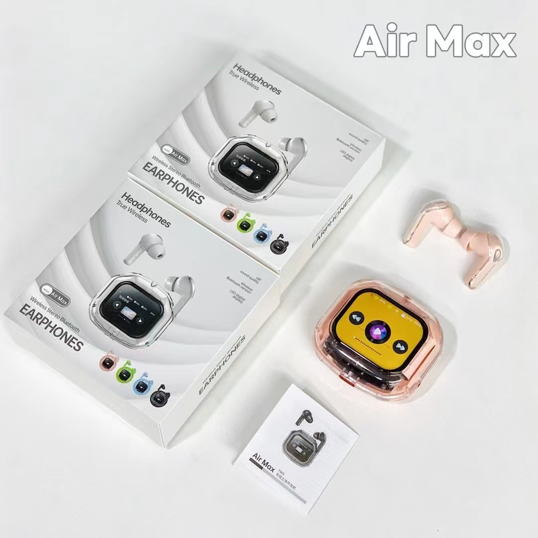 Pantalla de color transfronteriza auriculares Bluetooth inalámbricos verdaderos Air Max totalmente transparente pantalla grande auriculares Bluetooth de larga duración azul image 9
