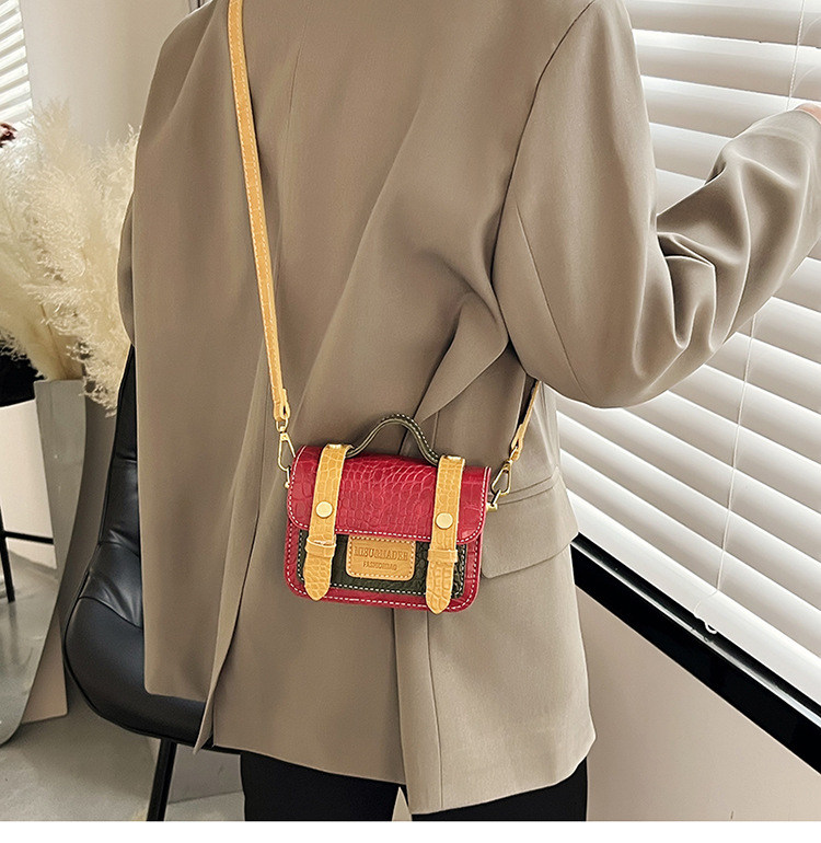 Contrast Color Mini Tote New Simple Fashion One-shoulder Messenger Bag9*14.5*6cm display picture 2