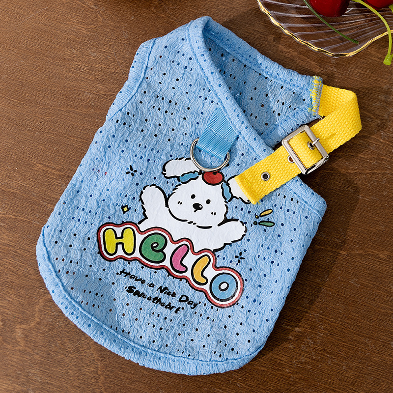 Primavera y verano tracción caricatura adorable gatito correa de impresión de tracción chaleco de tracción perros pequeños y medianos ropa de mascotas