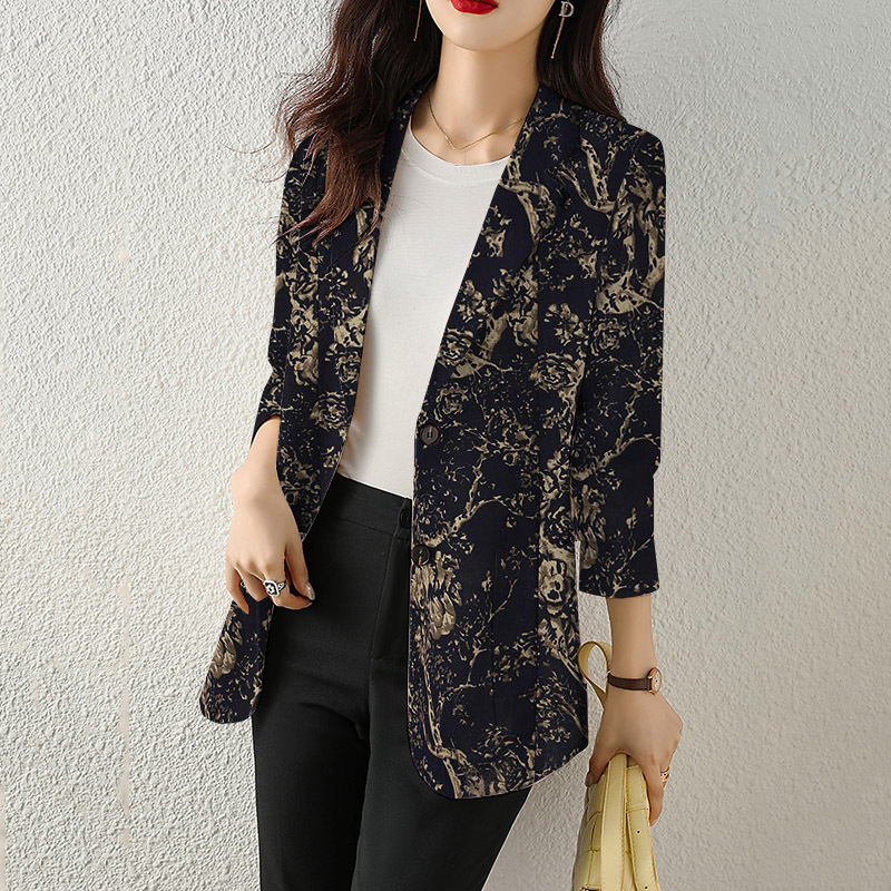 Dark Plant Pattern Fashion Trend Slim All-match 2024 Spring and Autumn New Small Suit Women's Jacket WL008