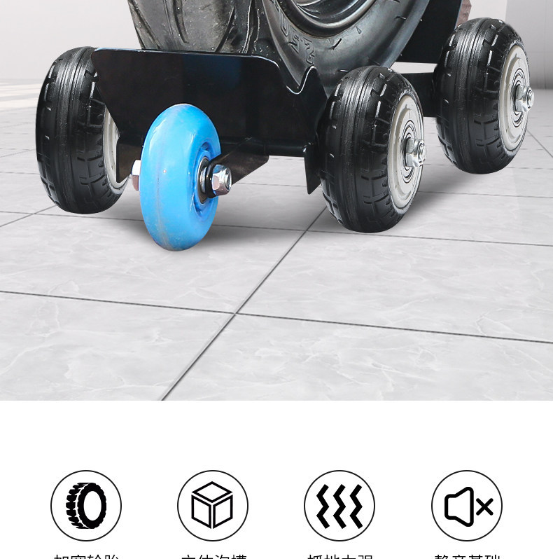 Emergency self-rescue pusher for electric vehicles and motorcycles, with thickened wide tires and three-dimensional tread pattern for strong grip and escape assistance